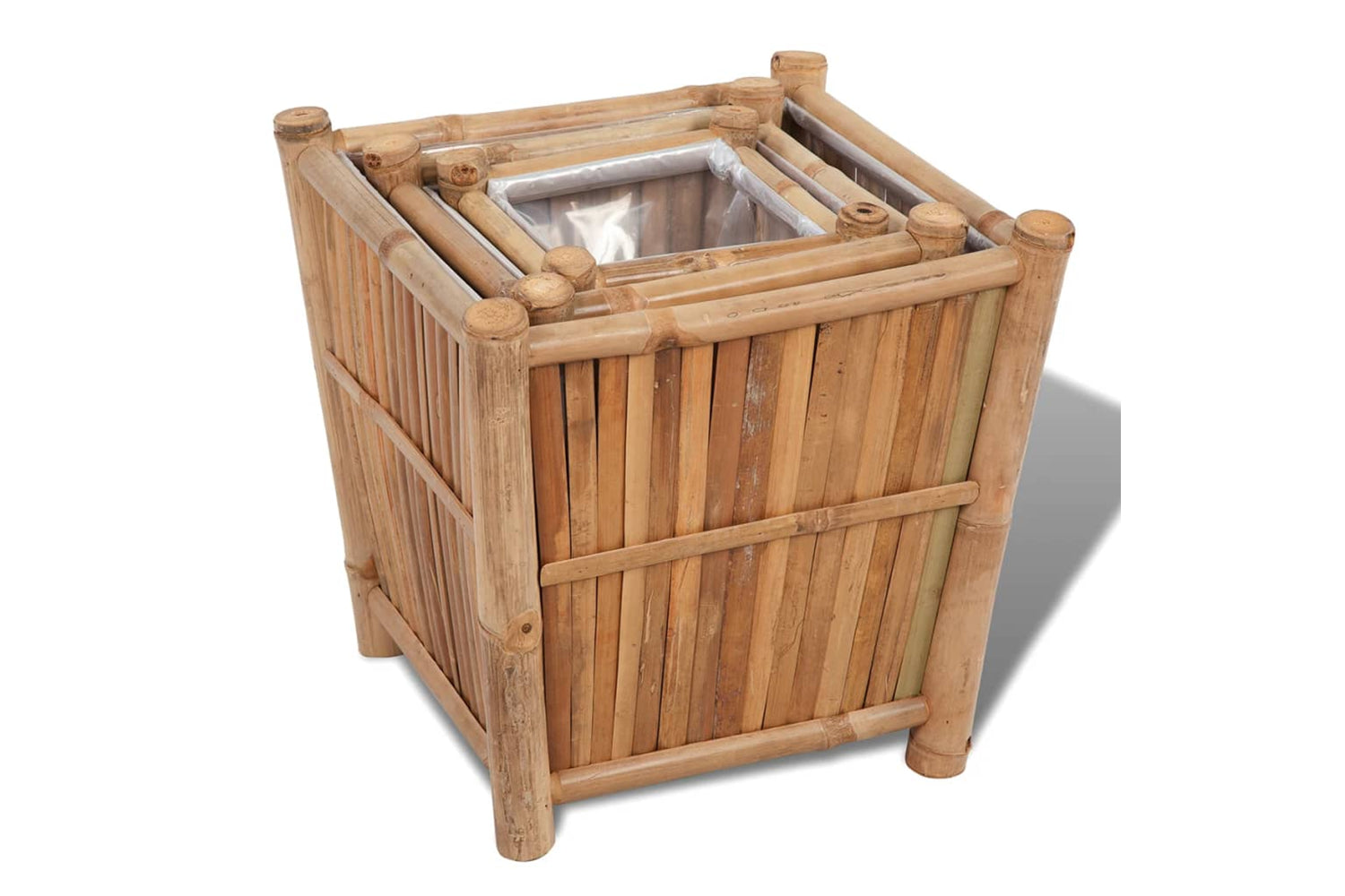 Vidaxl 41507 3 Pcs Bamboo Raised Bed With Nylon Lining-3