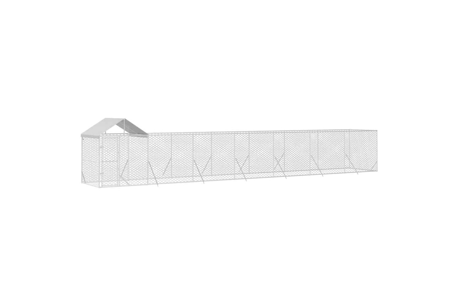 Vidaxl 3190469 Outdoor Dog Kennel With Roof Silver 14x2x2.5 M Galvanised Steel-2