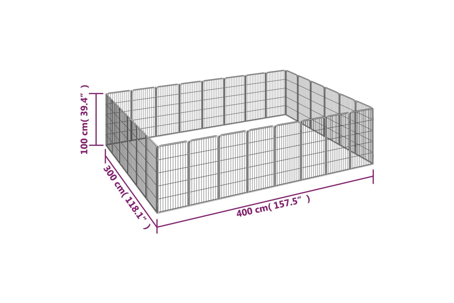 vidaXL 3115963 28-panel Dog Playpen Black 50x100cm Powder-coated Steel-7