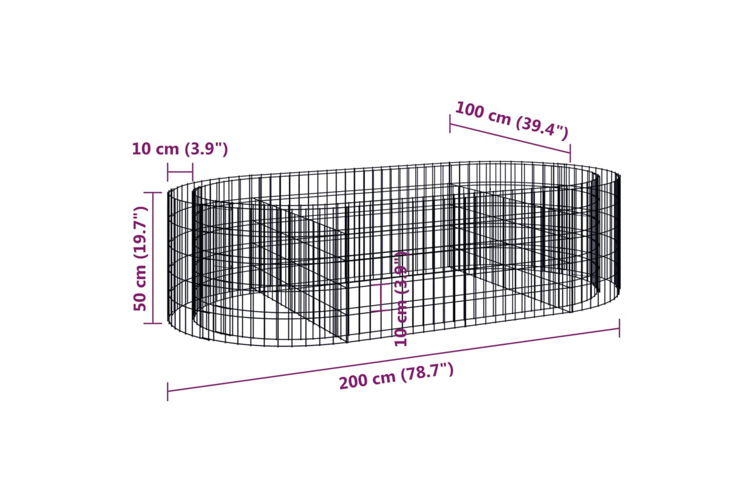 vidaXL 152040 Gabion Raised Bed Galvanised Iron 200x100x50cm-7