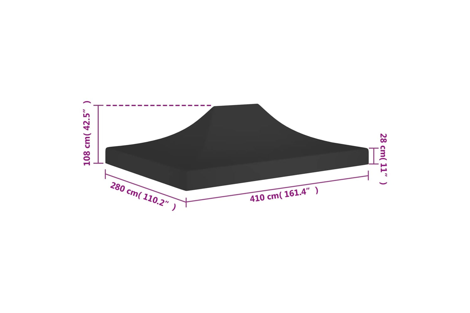 Vidaxl Party Tent Roof 4x3 M Black 270 G/m2-6