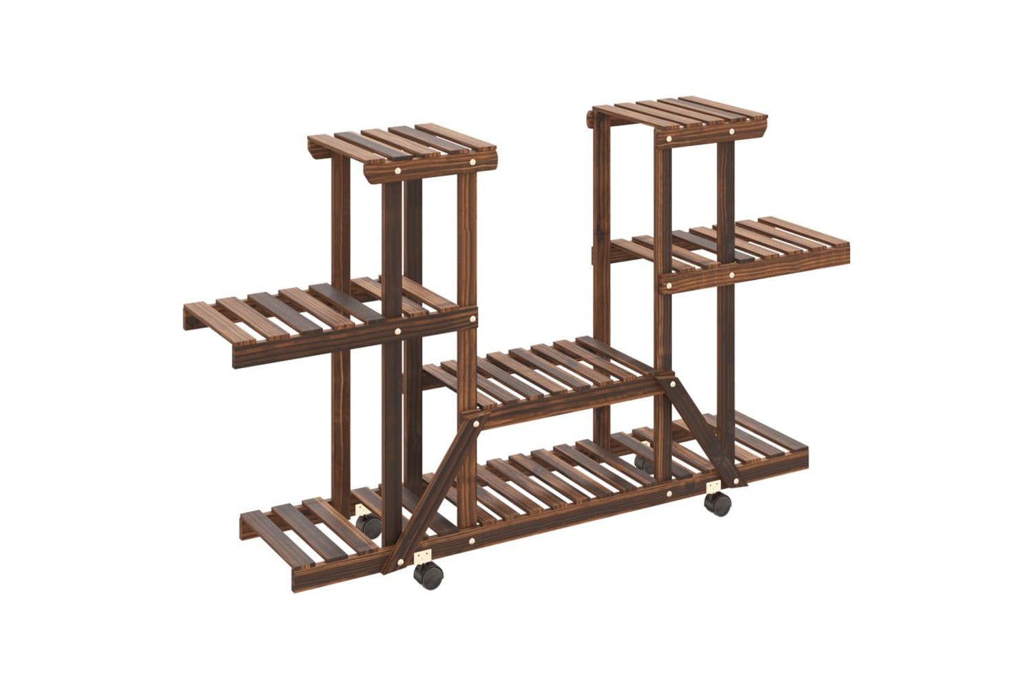 vidaXL 362855 Flower Stand With Wheels 110x25x78cm Solid Wood Fir-3