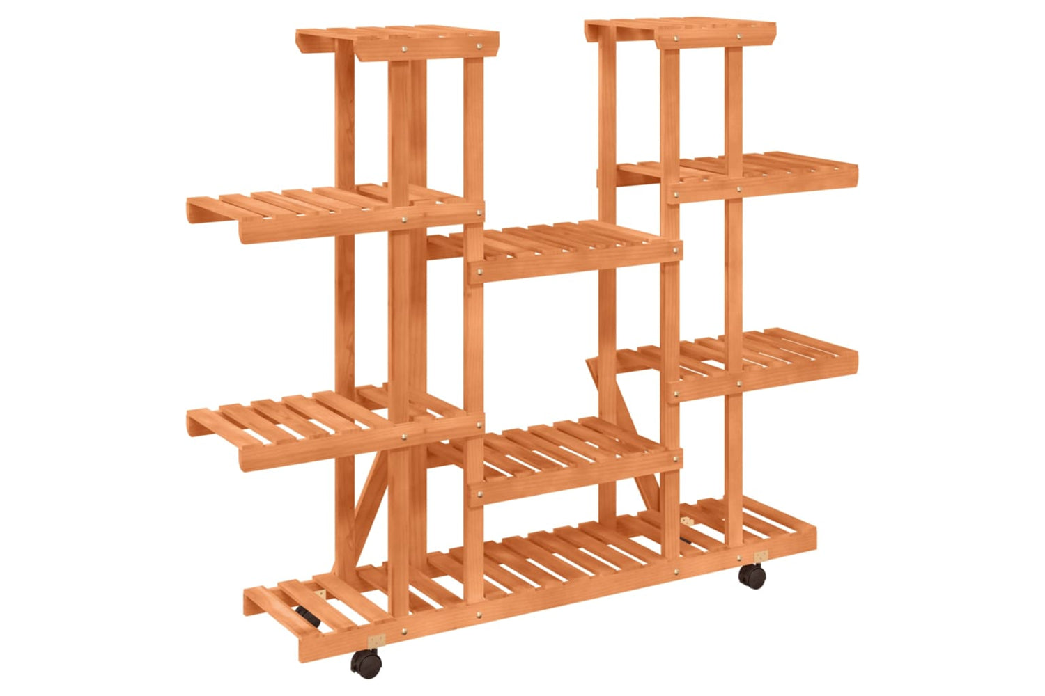 vidaXL 362860 Flower Stand With Wheels 110x25x115cm Solid Wood Fir-5