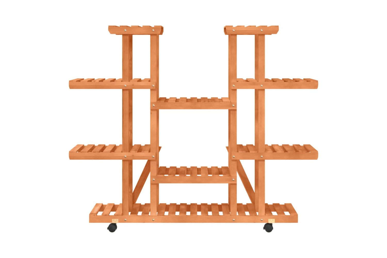 vidaXL 362860 Flower Stand With Wheels 110x25x115cm Solid Wood Fir-3
