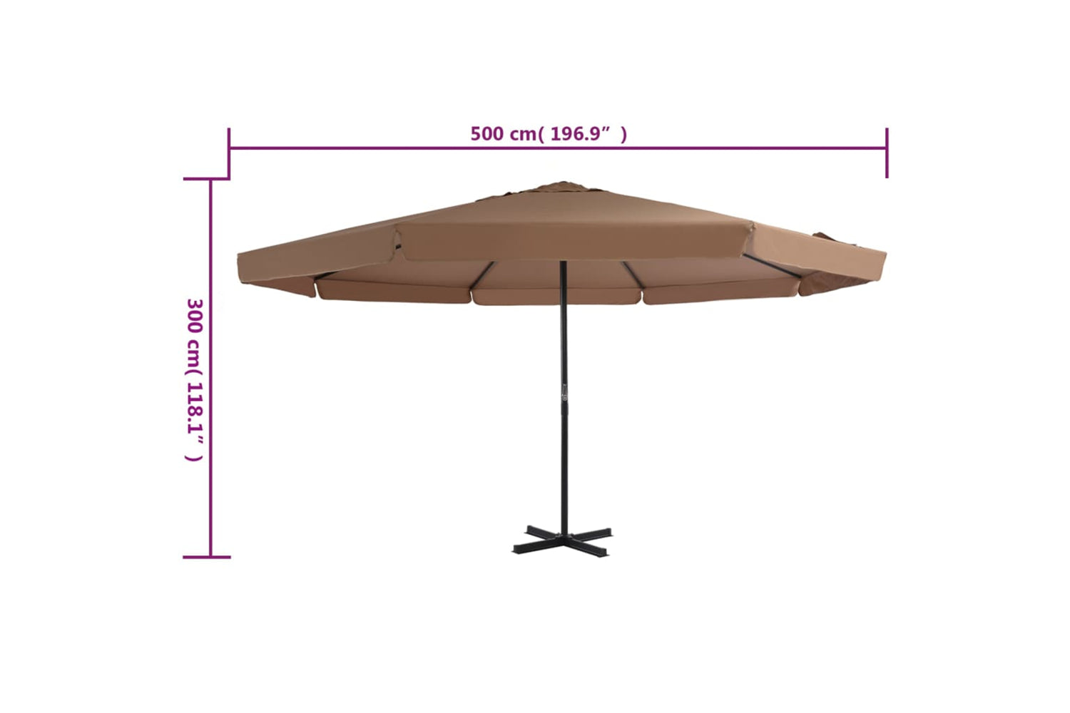 vidaXL 44475 Outdoor Parasol With Aluminium Pole 500cm Taupe-7