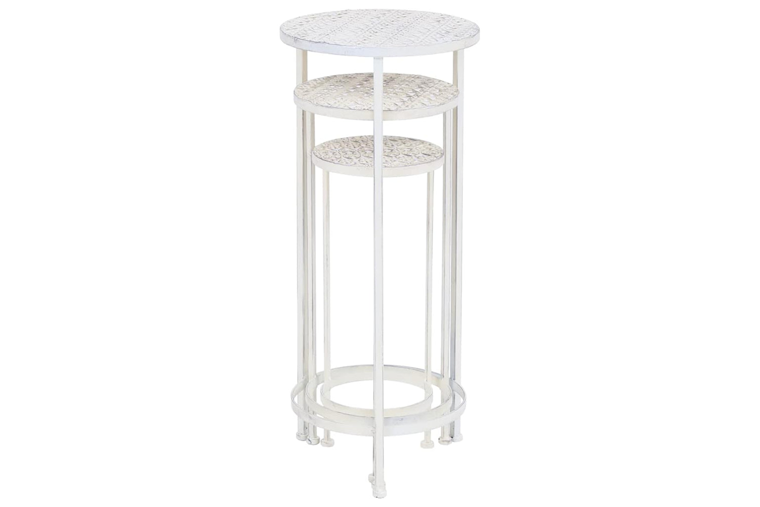 Vidaxl 245937 Plant Stand Set 3 Pieces Vintage Style Metal Antique White-5