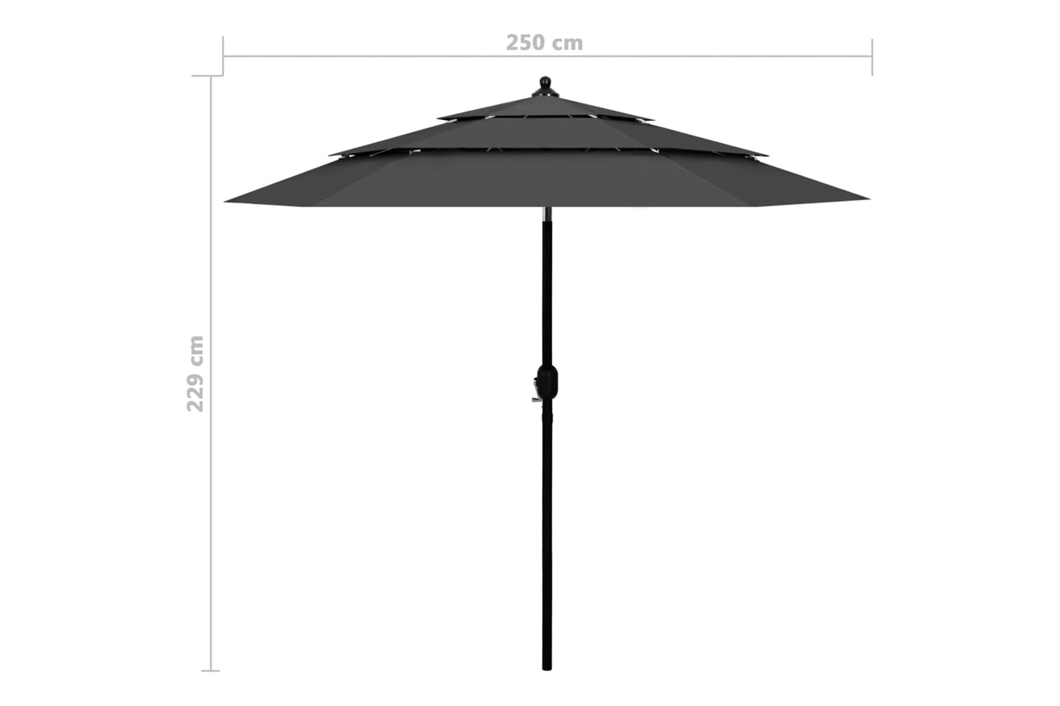 Vidaxl 313862 3-tier Parasol With Aluminium Pole Anthracite 2.5 M-8
