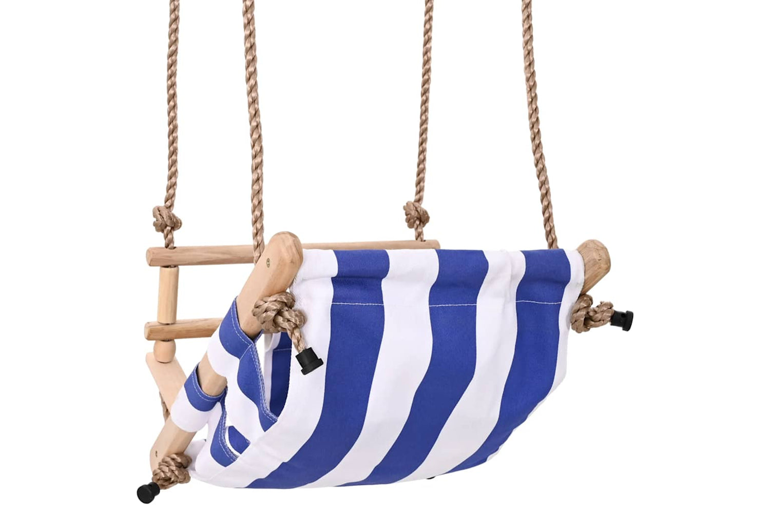 Vidaxl Baby Swing With Safety Belt Cotton Wood Blue-5
