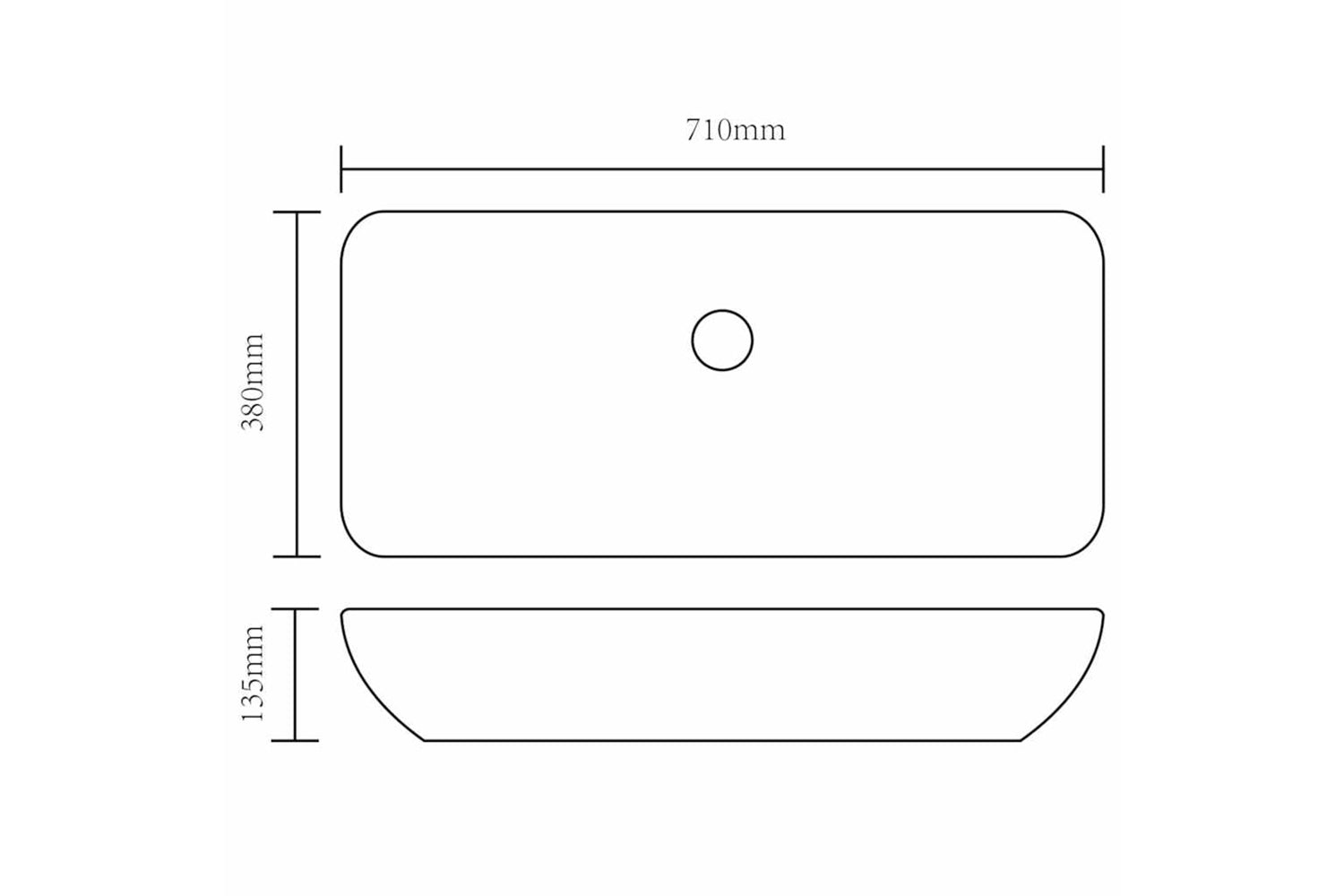 vidaXL 140691 Luxury Ceramic Basin Rectangular Sink White 71 X 39cm-5