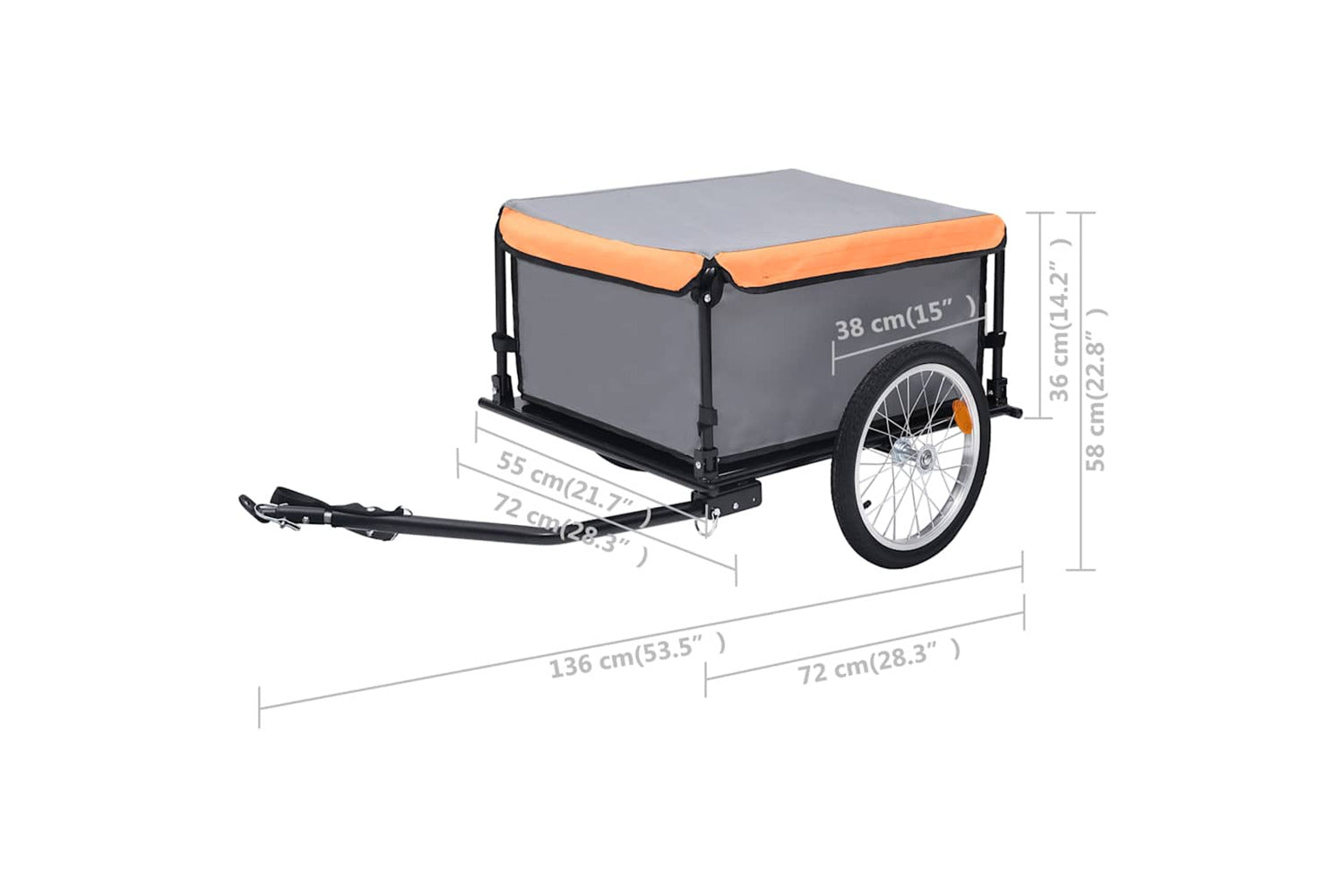 Vidaxl Bike Trailer Grey And Orange 65 Kg-6