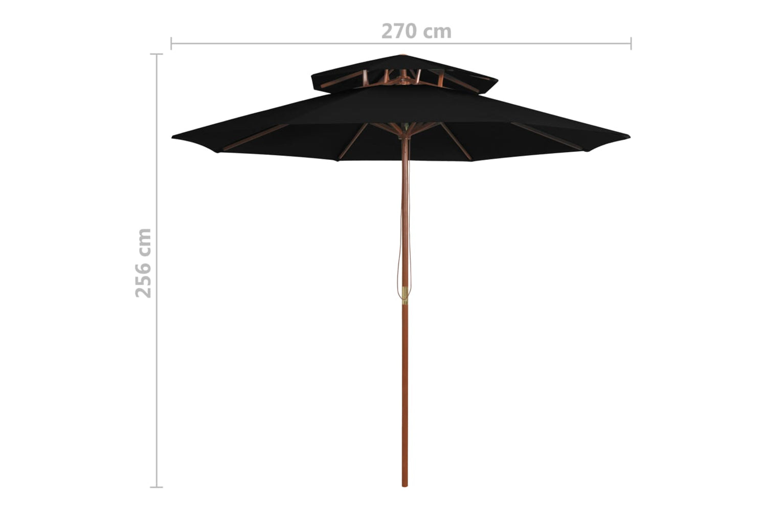 vidaXL 313766 Double Decker Parasol With Wooden Pole Black 270cm-6