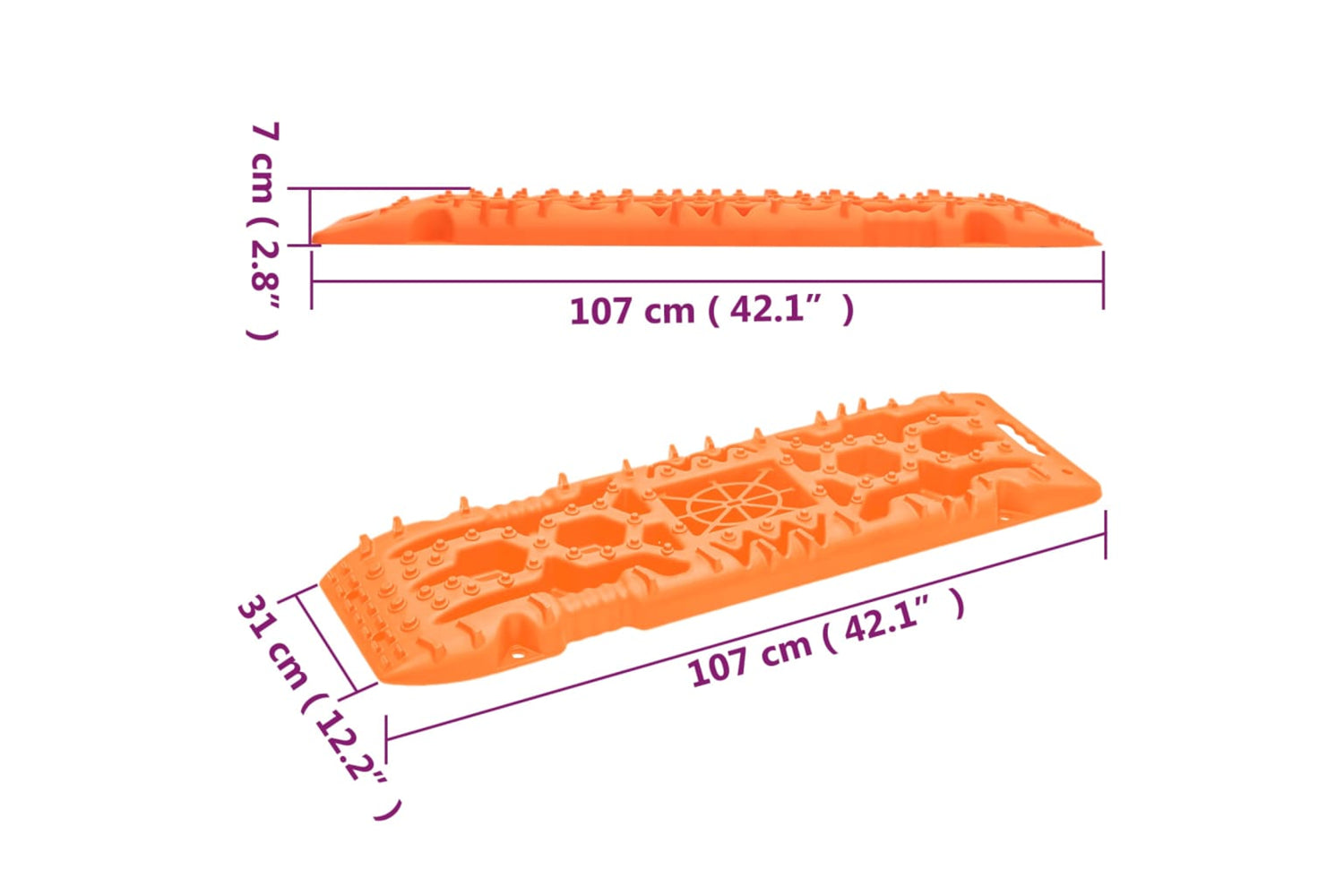 vidaXL 210772 Traction Boards 2 Pcs Orange 107x31x7cm Nylon-9