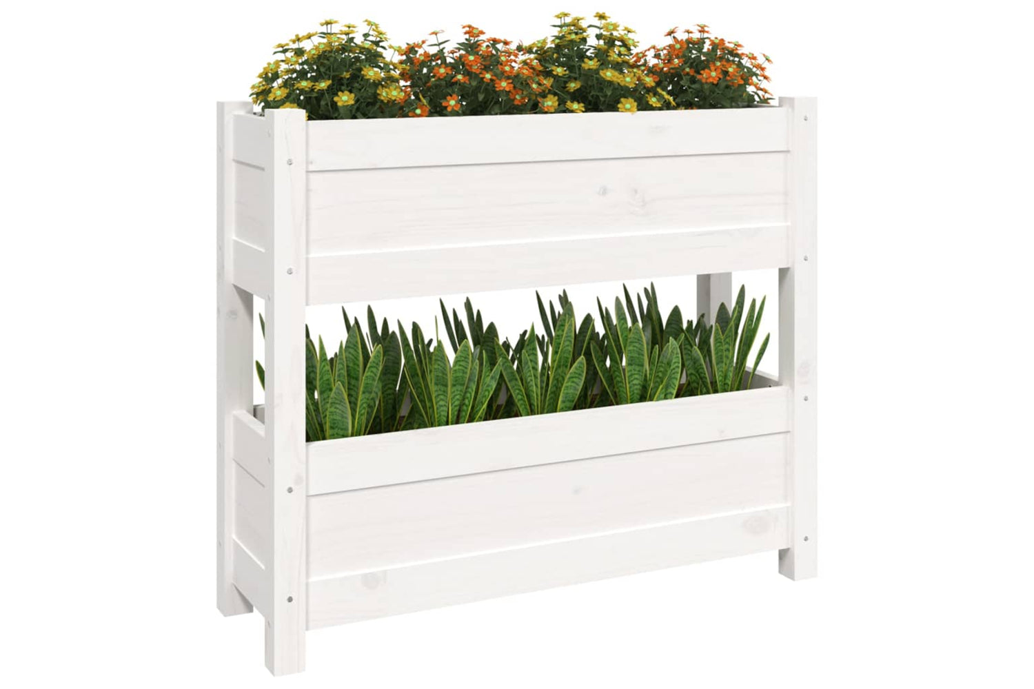 vidaXL 823942 Planter White 77x25x66cm Solid Wood Pine-3