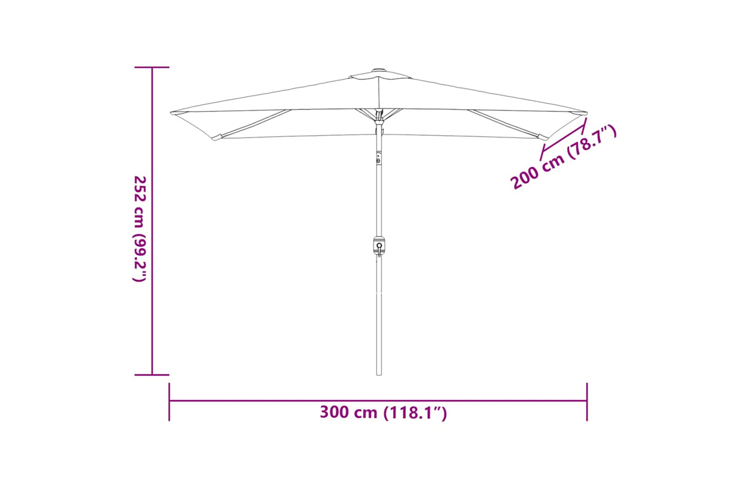 Vidaxl Garden Parasol With Metal Pole 300x200 Cm Taupe-7