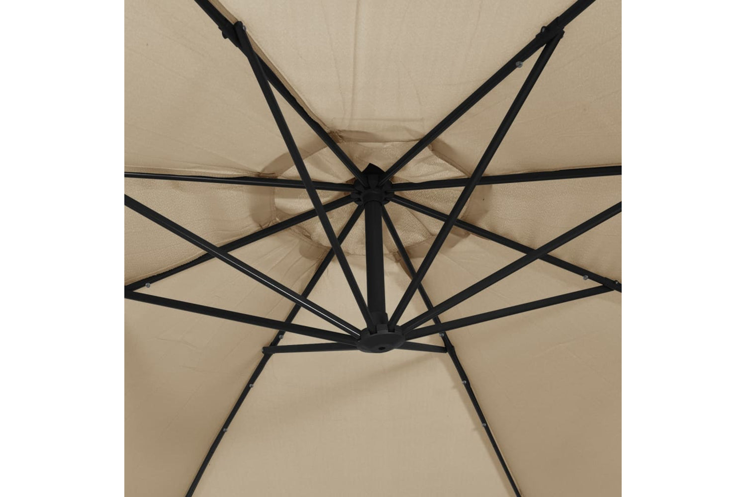 Vidaxl 44522 Cantilever Umbrella With Led Lights And Steel Pole 300 Cm Taupe-8