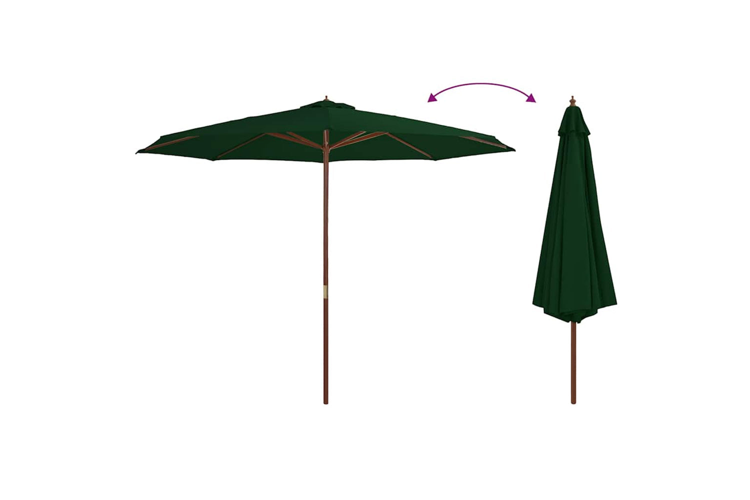 vidaXL 44528 Outdoor Parasol With Wooden Pole 350cm Green-2