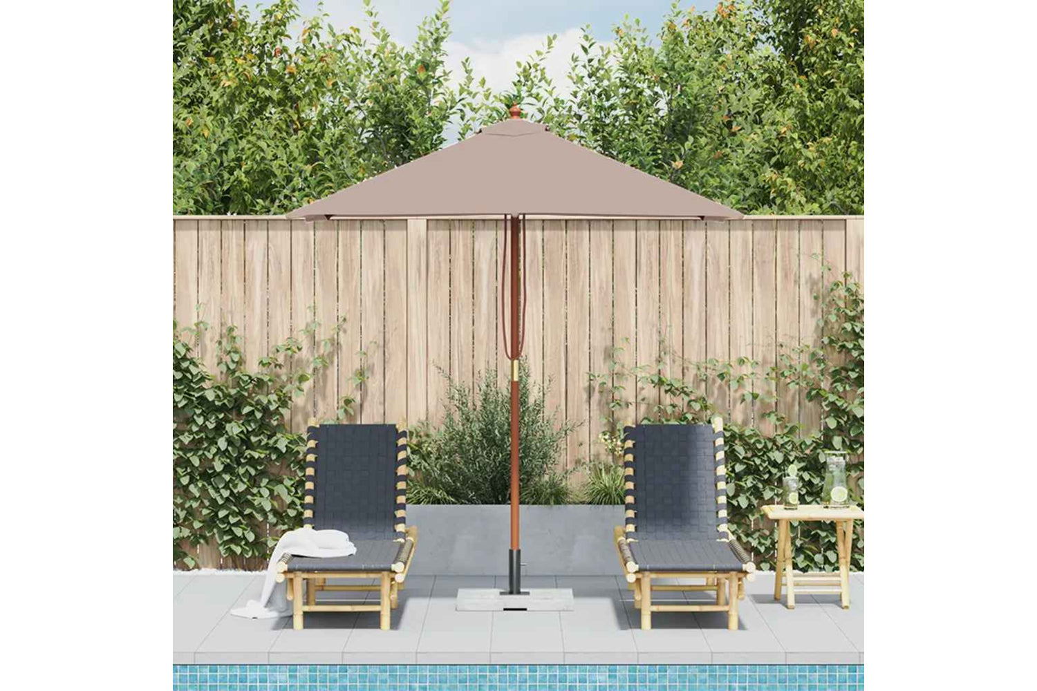vidaXL 44536 Outdoor Parasol With Wooden Pole 150x200cm Taupe-2