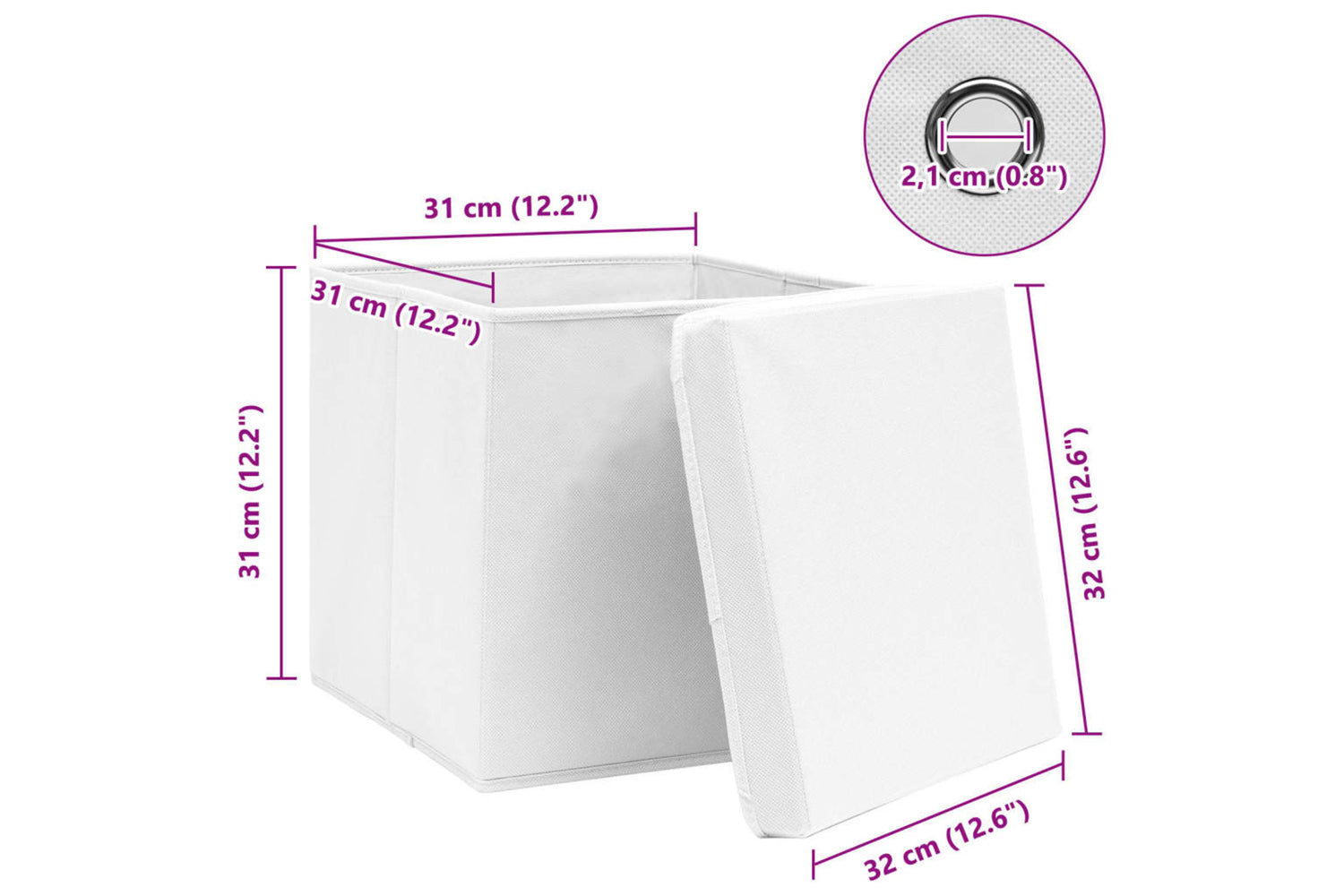 Vidaxl 288352 Storage Boxes With Lids 10 Pcs White 32x32x32 Cm Fabric-6