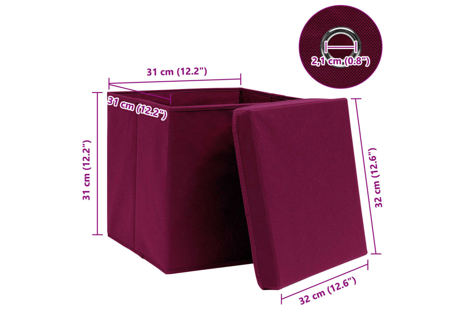 Vidaxl 288344 Storage Boxes With Lids 10 Pcs Dark Red 32x32x32 Cm Fabric-6