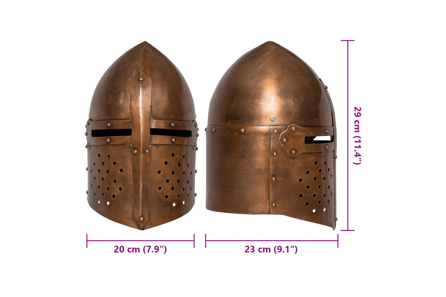 Vidaxl Medieval Knight Helmet Antique Replica Larp Copper Steel-8