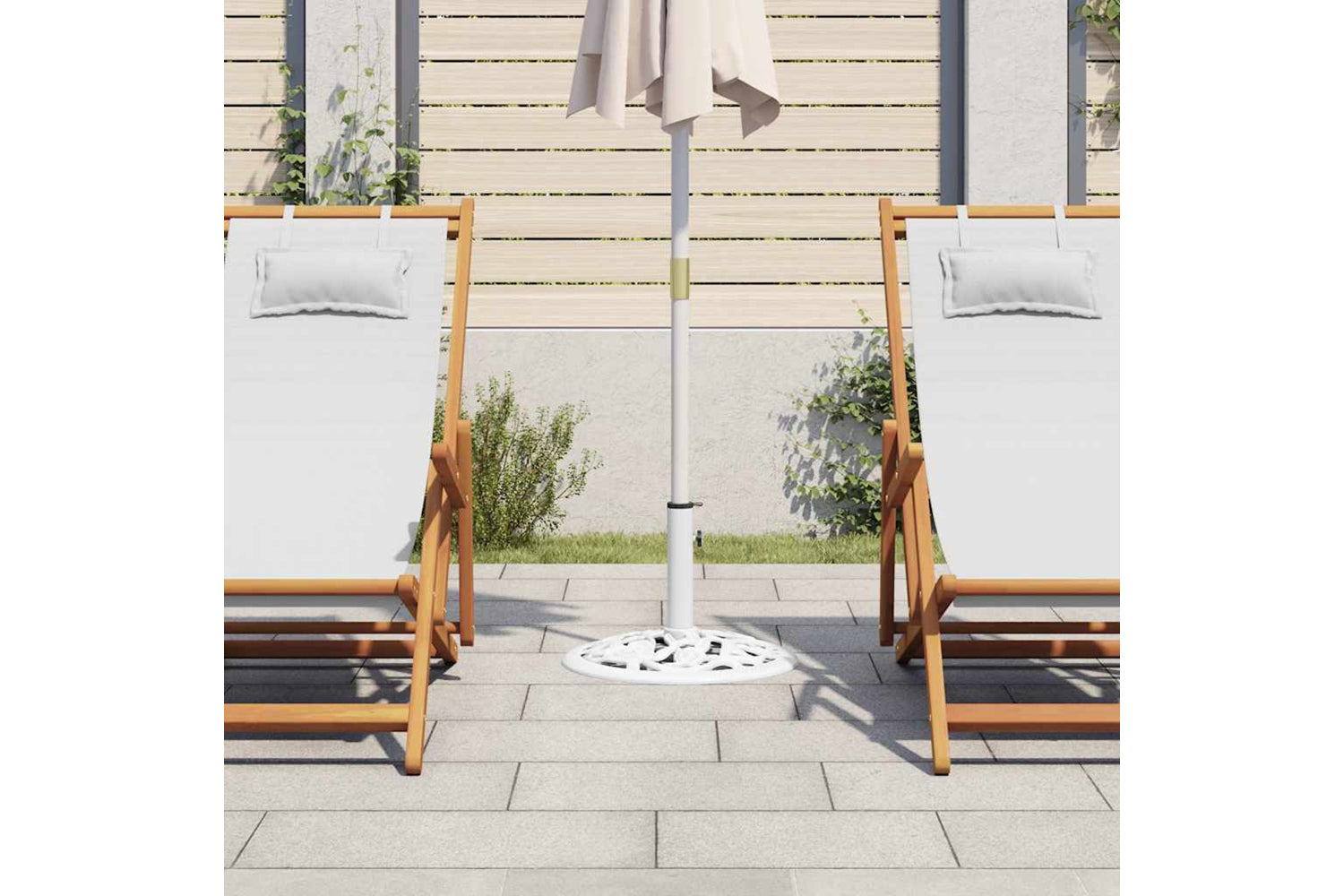 vidaXL 47860 Umbrella Base White 12 Kg 48cm Cast Iron-2