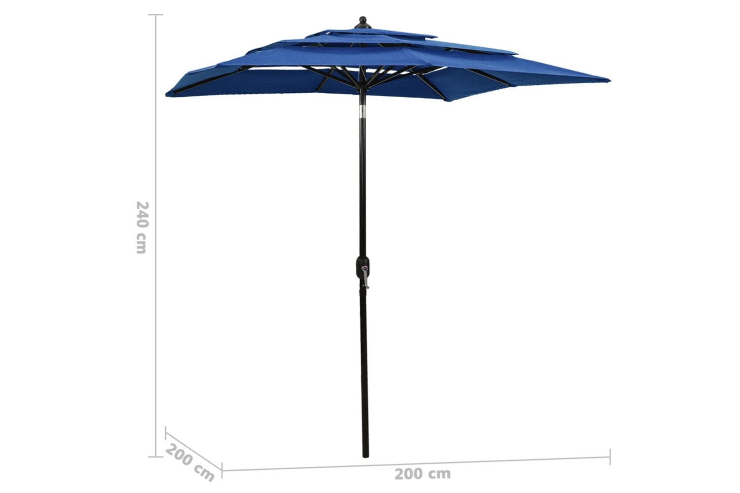 Vidaxl 313851 3-tier Parasol With Aluminium Pole Azure Blue 2x2 M-6