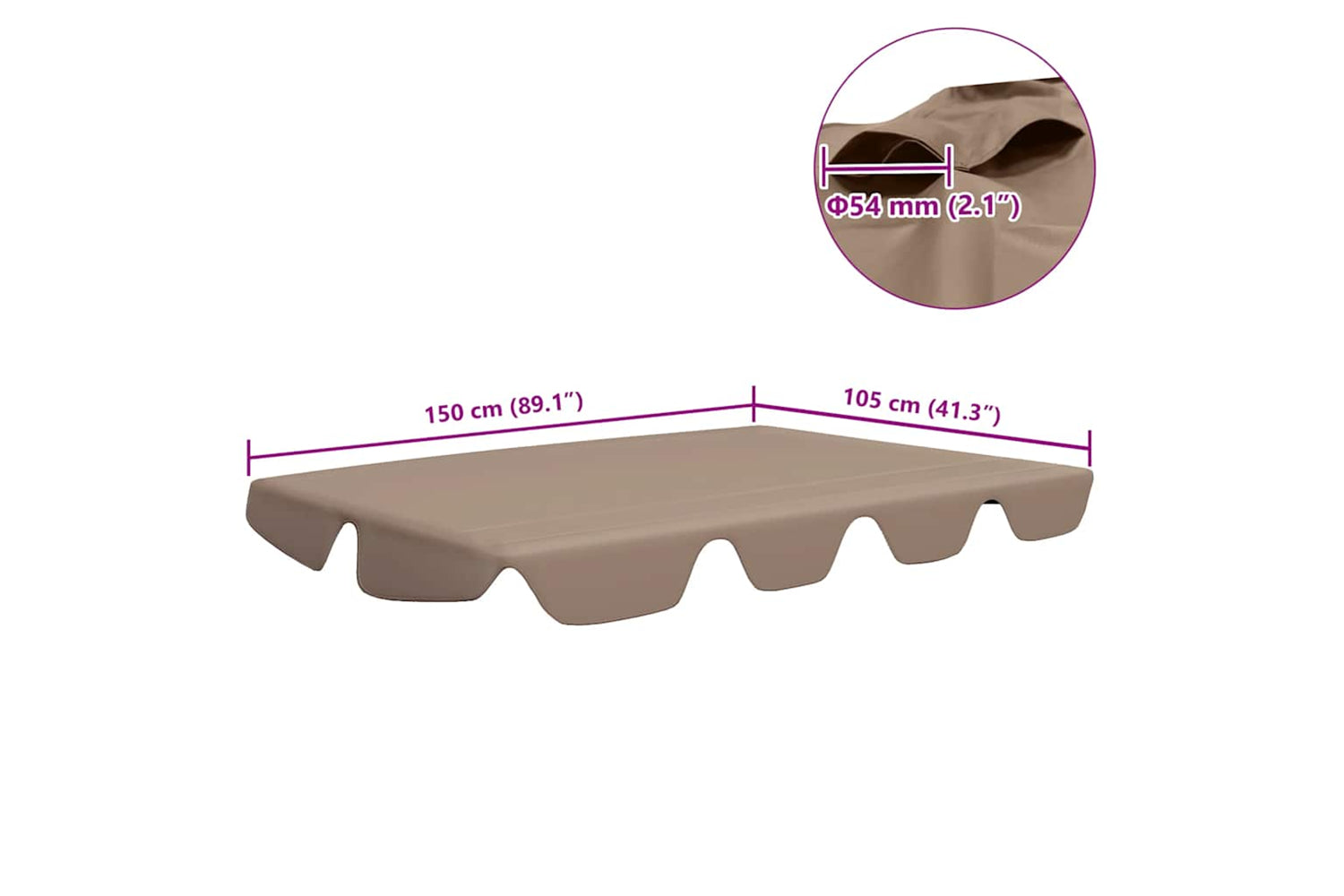 Vidaxl Replacement Canopy For Garden Swing Taupe 150/130x105/70 Cm-6