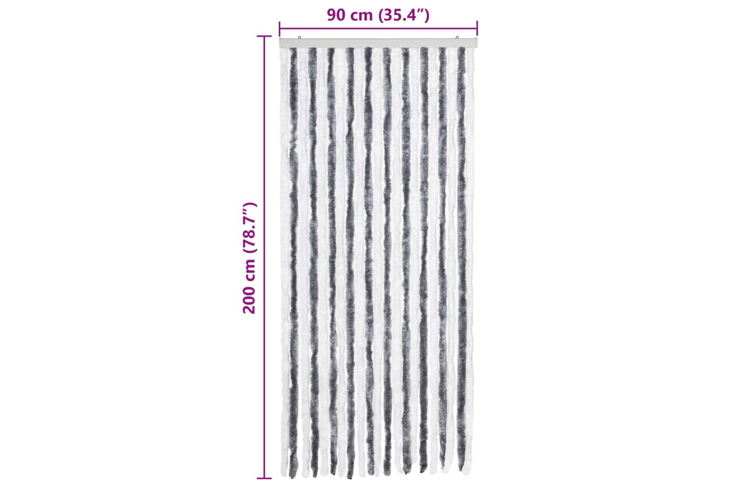 vidaXL Insect Curtain Grey And White 90x200cm Chenille-6
