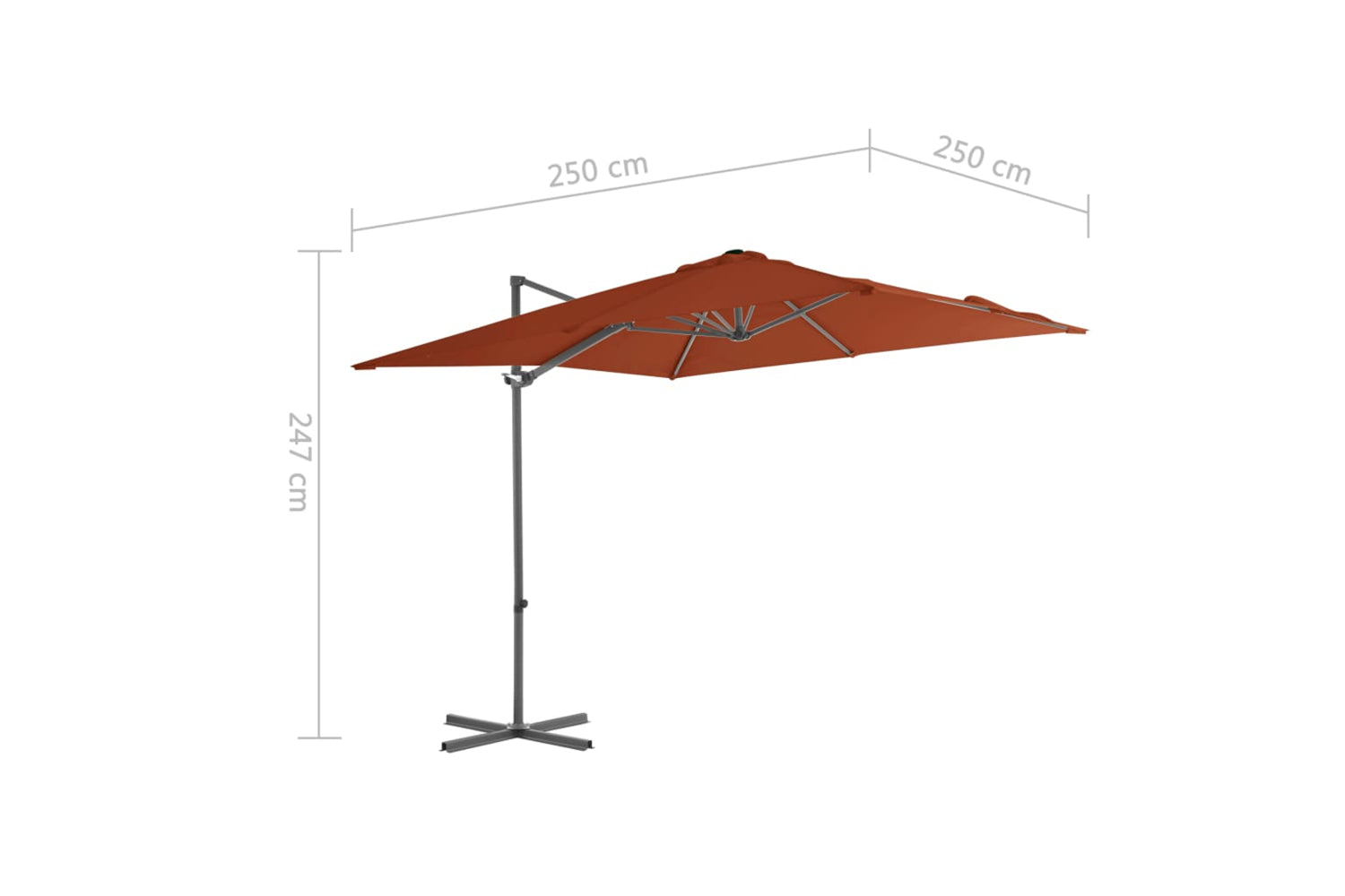 vidaXL 312309 Cantilever Umbrella With Steel Pole Terracotta 250x250cm-9