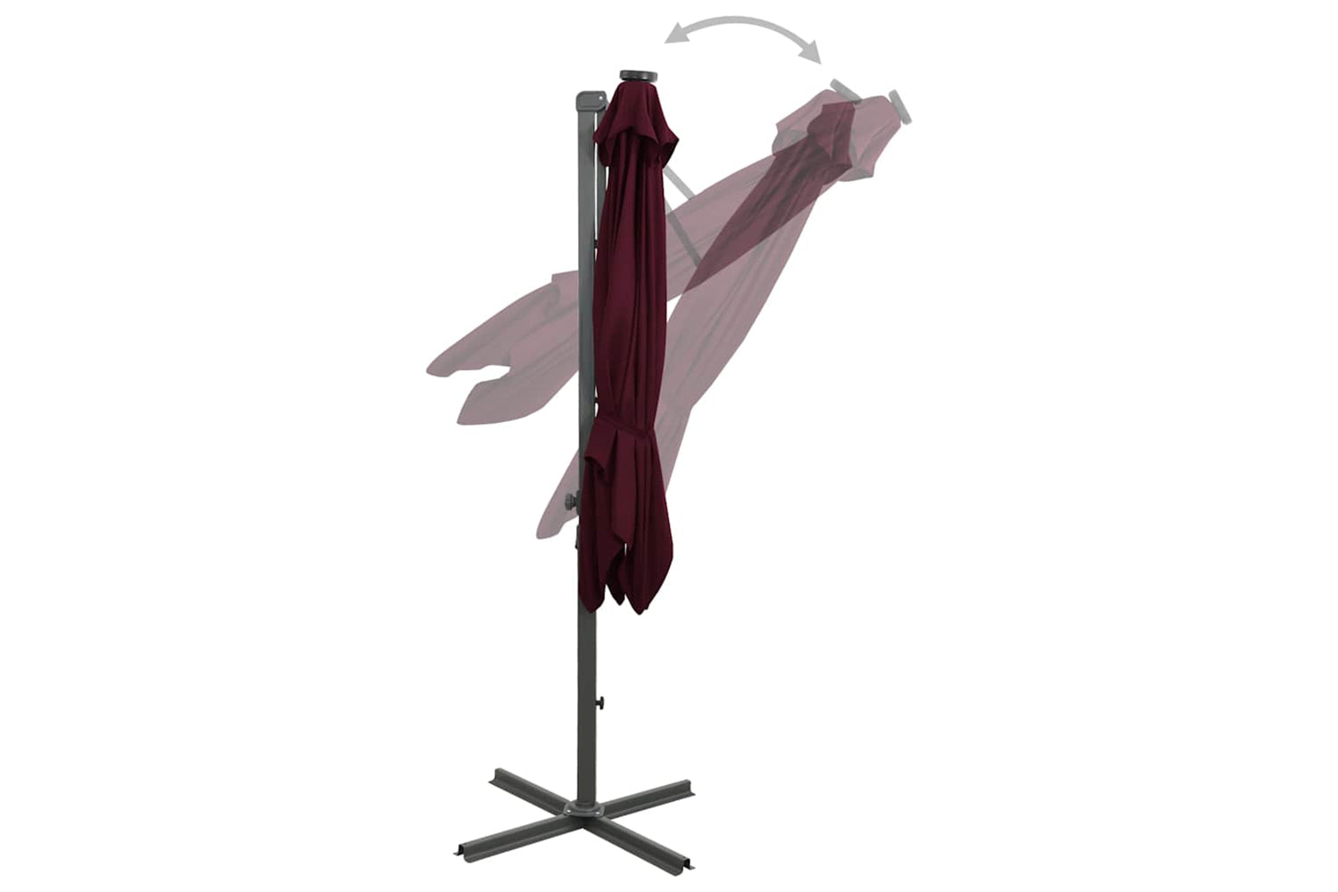 Vidaxl 312334 Cantilever Umbrella With Pole And Led Lights Bordeaux Red 300cm-2