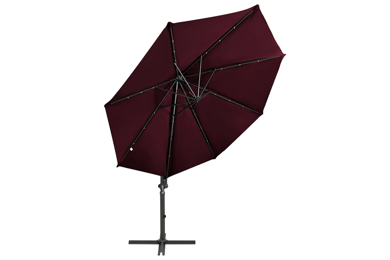 Vidaxl 312334 Cantilever Umbrella With Pole And Led Lights Bordeaux Red 300cm-4