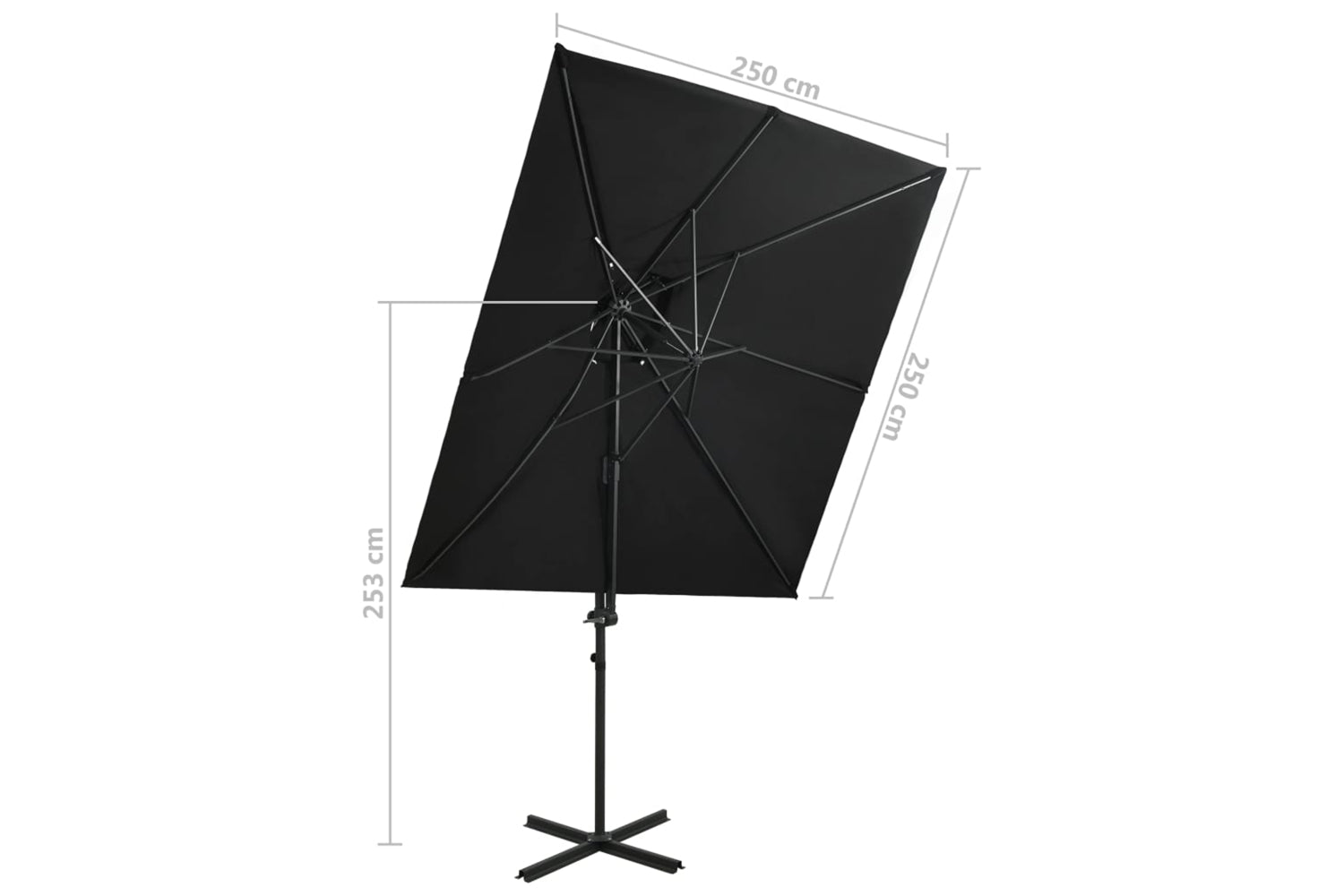 vidaXL 312364 Cantilever Umbrella With Double Top Black 250x250cm-8