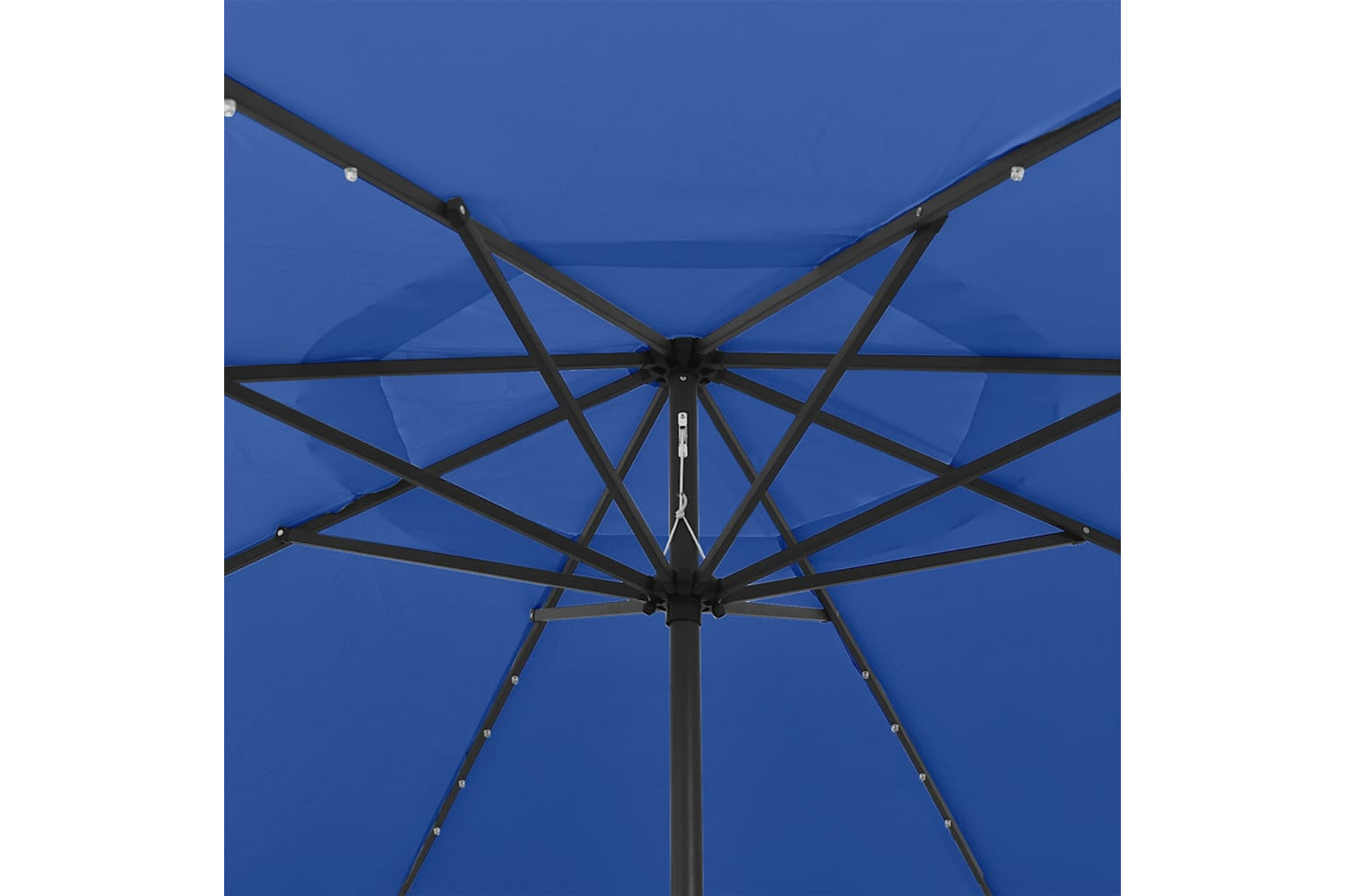vidaXL 312537 Outdoor Parasol With Led Lights And Metal Pole 400cm Azure Blue-4
