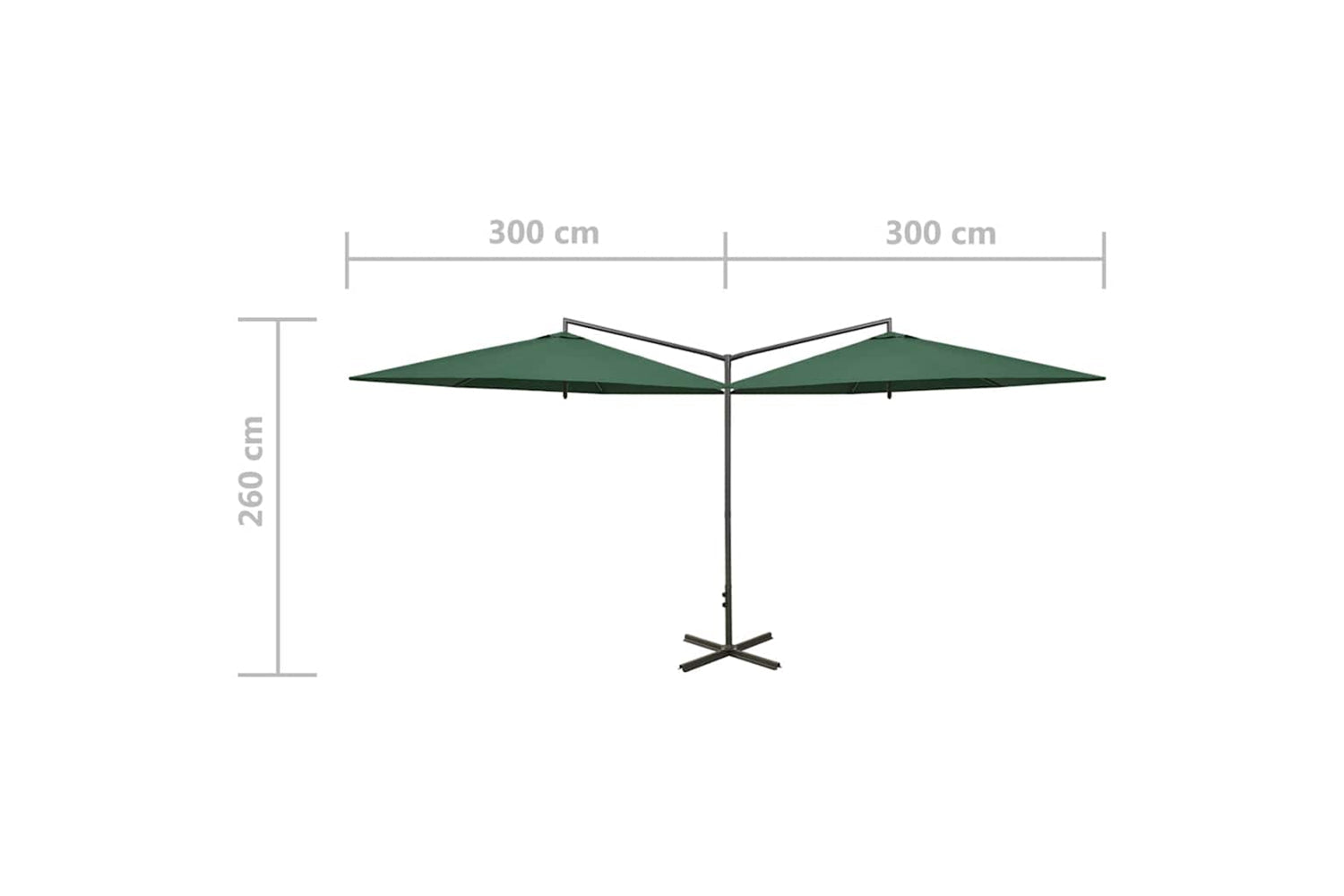 Vidaxl 312562 Double Parasol With Steel Pole Green 600 Cm-7