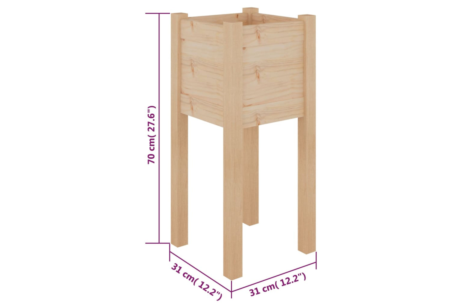 vidaXL 810780 Garden Planters 2 Pcs 31x31x70cm Solid Pinewood-7