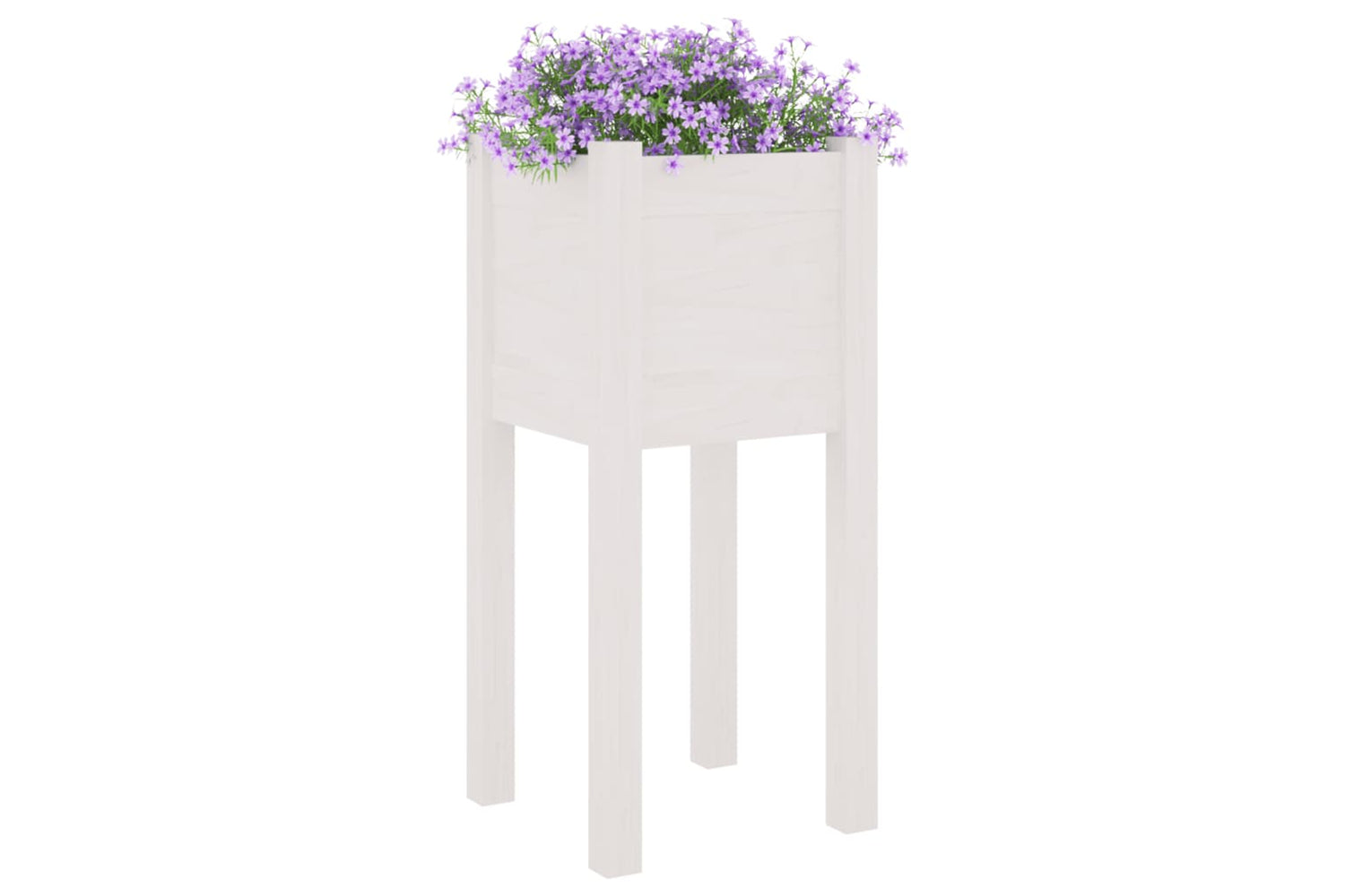 vidaXL 810782 Garden Planters 2 Pcs White 31x31x70cm Solid Pinewood-2