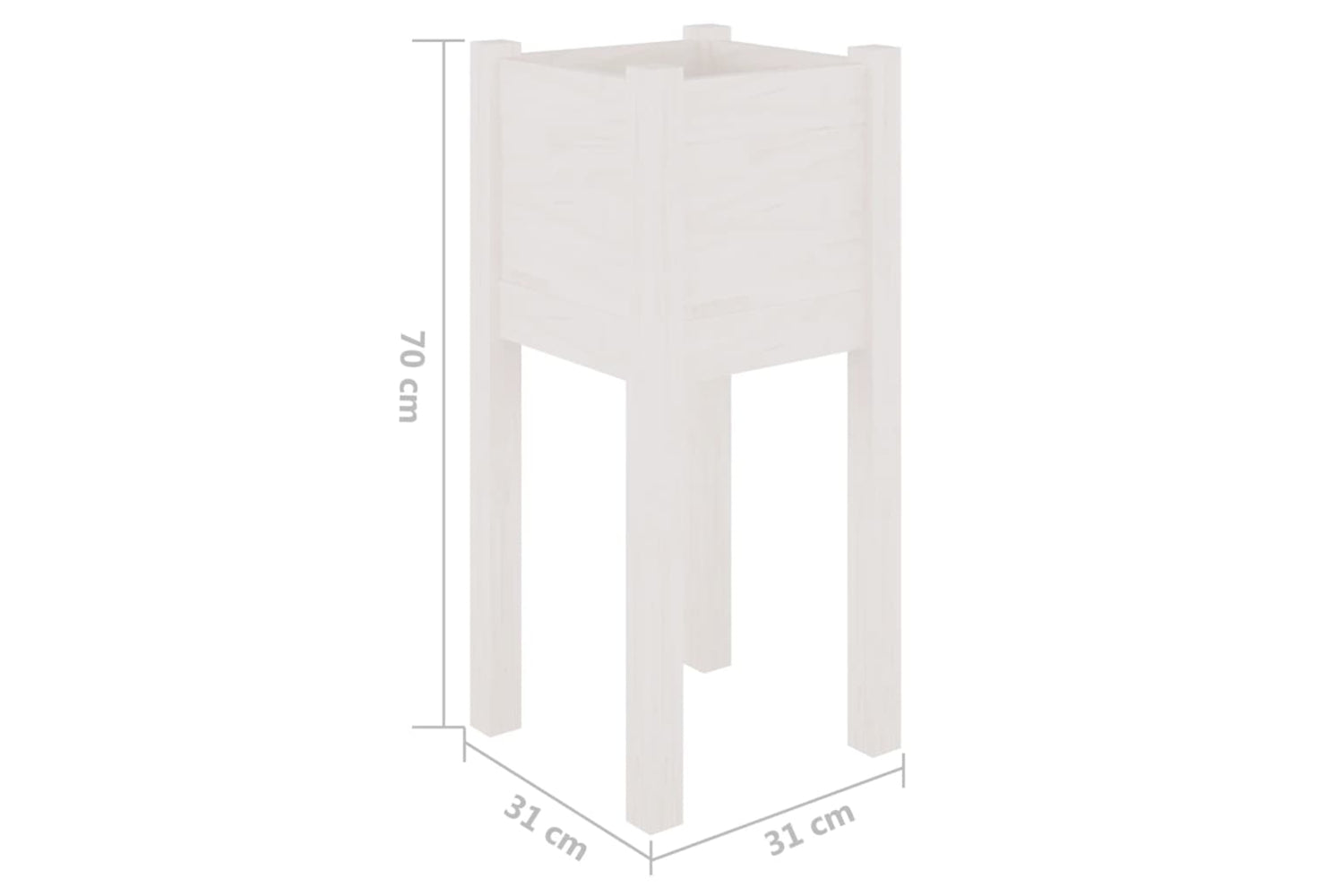 vidaXL 810782 Garden Planters 2 Pcs White 31x31x70cm Solid Pinewood-7