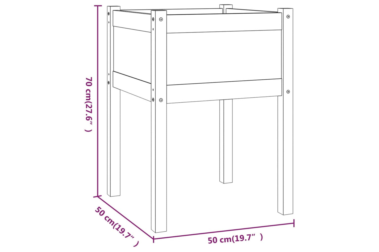 vidaXL 810800 Garden Planters 2 Pcs 50x50x70cm Solid Pinewood-7
