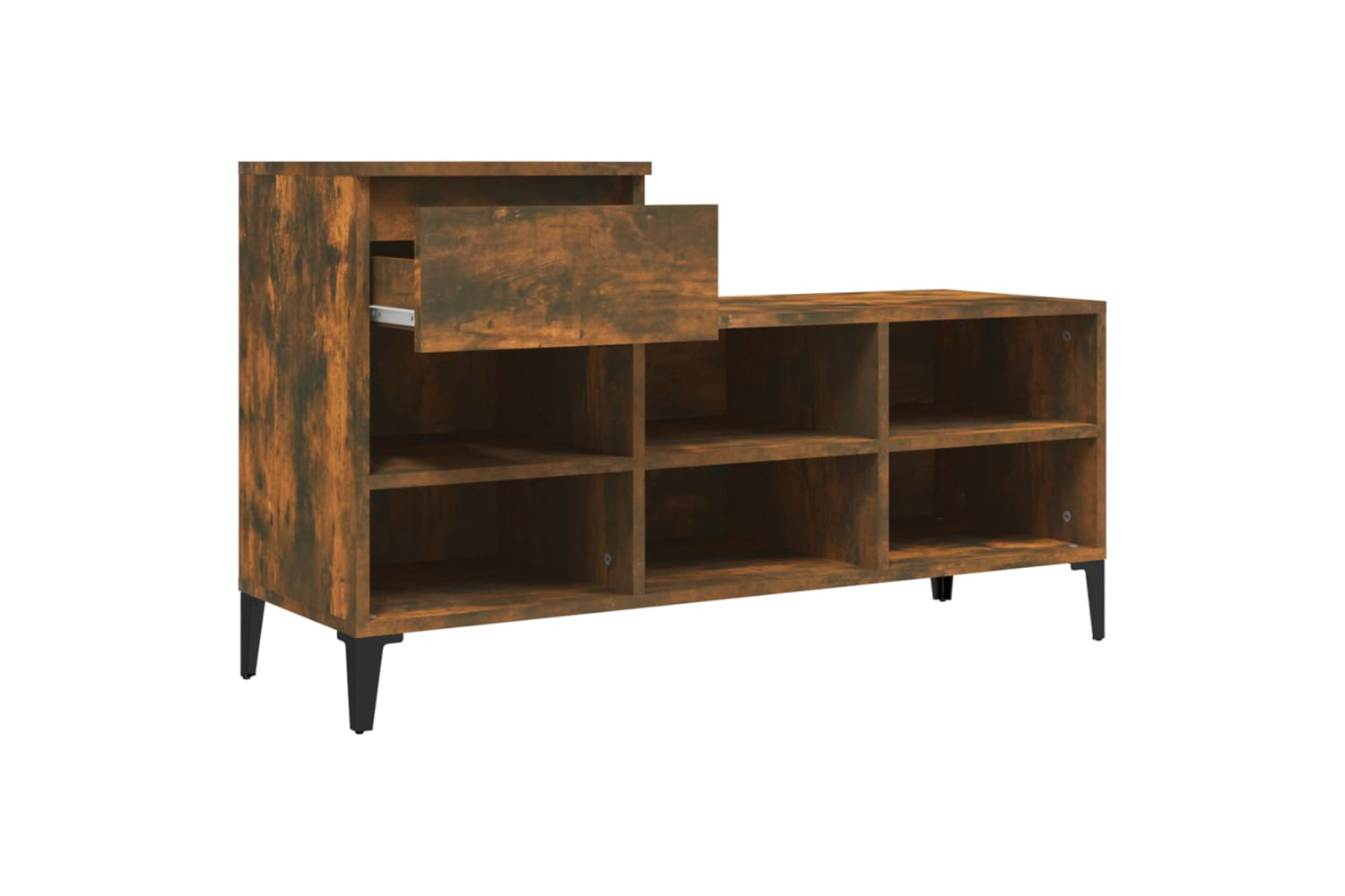 vidaXL 821217 Shoe Cabinet Smoked Oak 102x36x60cm Engineered Wood-6