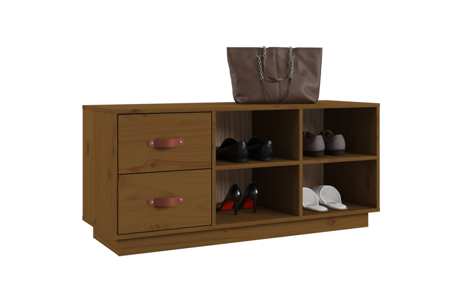 vidaXL 820180 Shoe Bench Honey Brown 100x34x45cm Solid Wood Pine-3