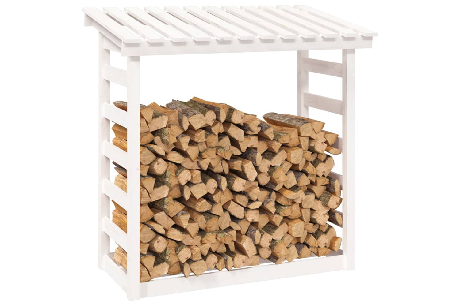 vidaXL 822438 Firewood Rack White 108x64.5x110cm Solid Wood Pine-3