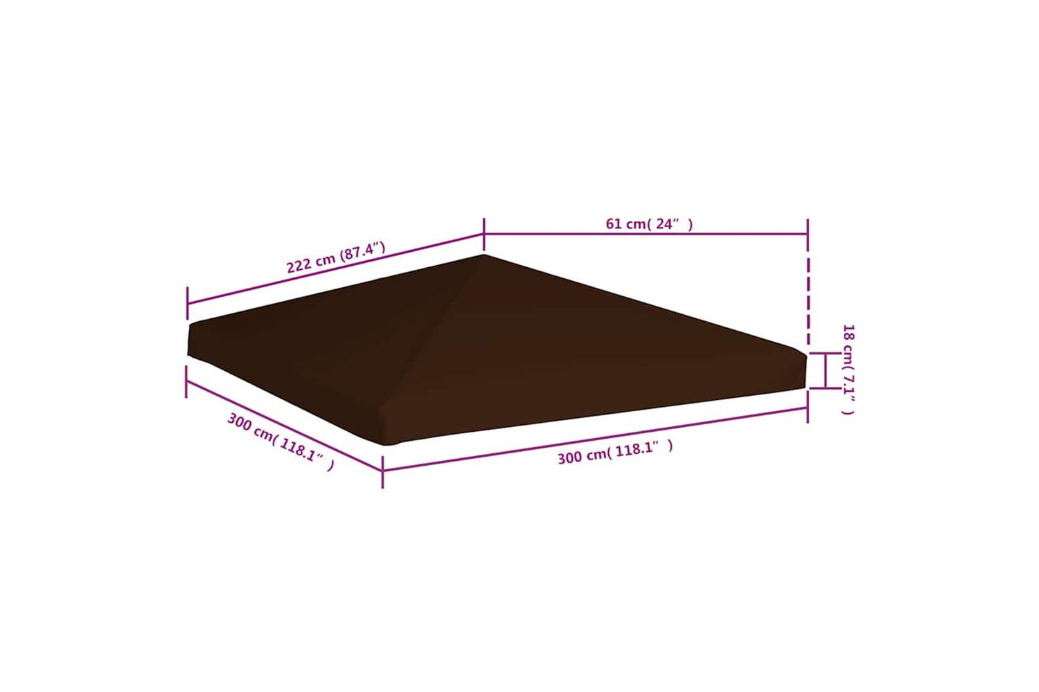Vidaxl Gazebo Top Cover 310 G/m2 3x3 M Brown-6