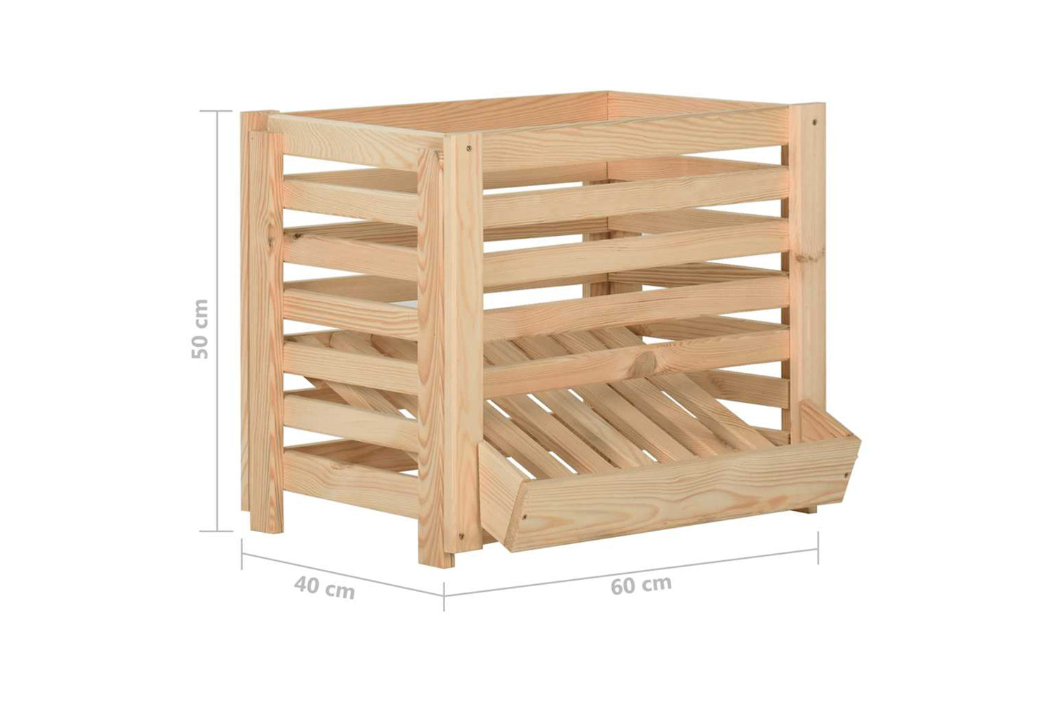 vidaXL 327328 Potato Box 60x40x50cm Solid Pinewood-8