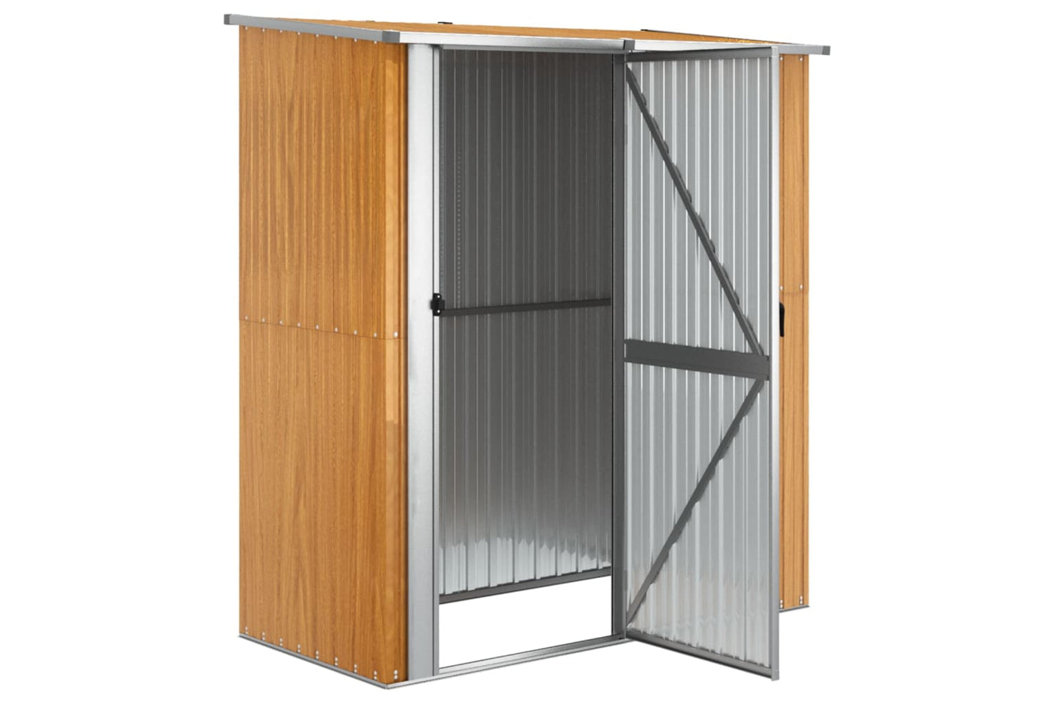vidaXL Garden Shed 180.5x97x209.5cm Galvanised Steel Wooden Look-3
