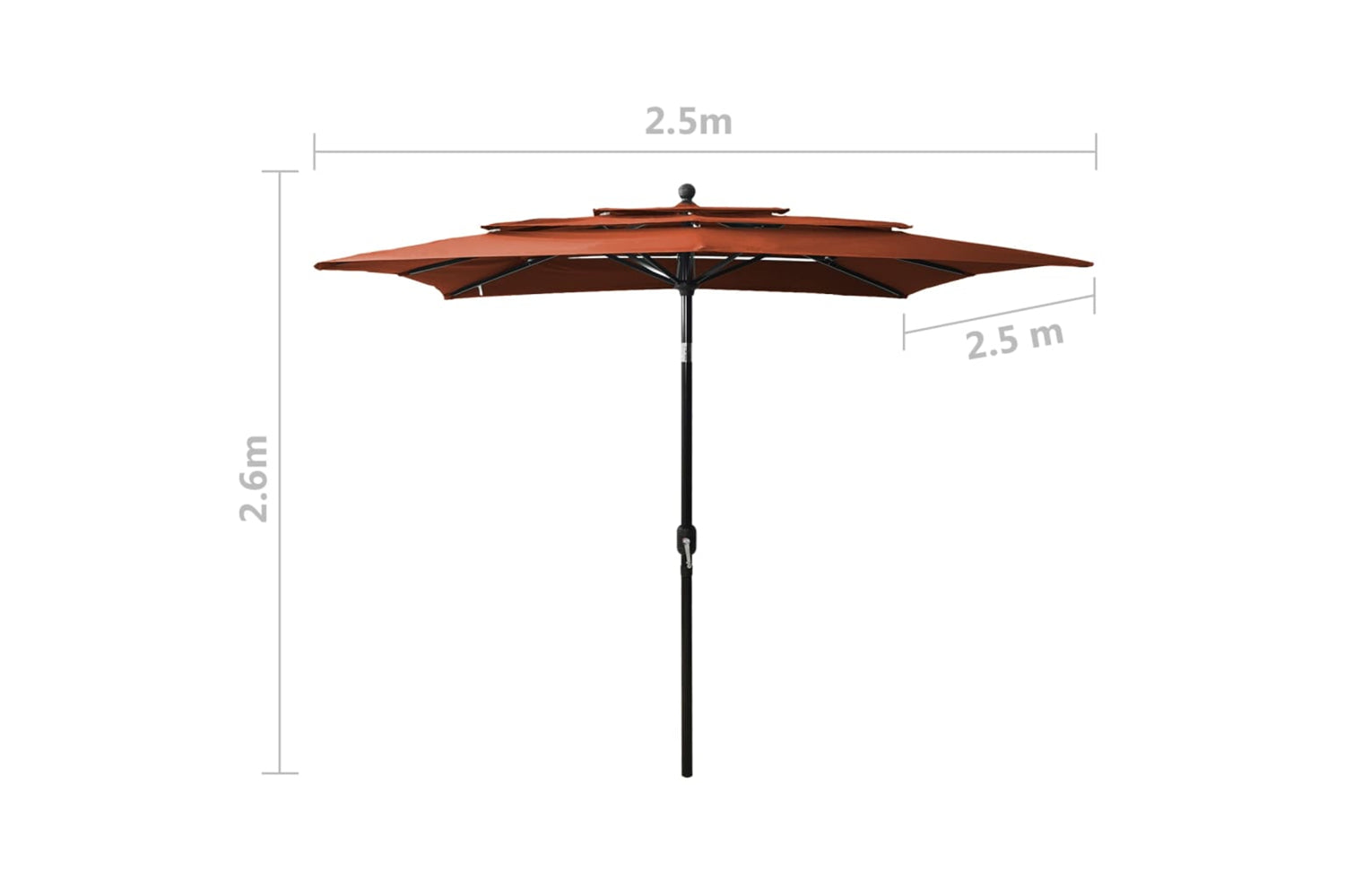 Vidaxl 313841 3-tier Parasol With Aluminium Pole Terracotta 2.5x2.5 M-8