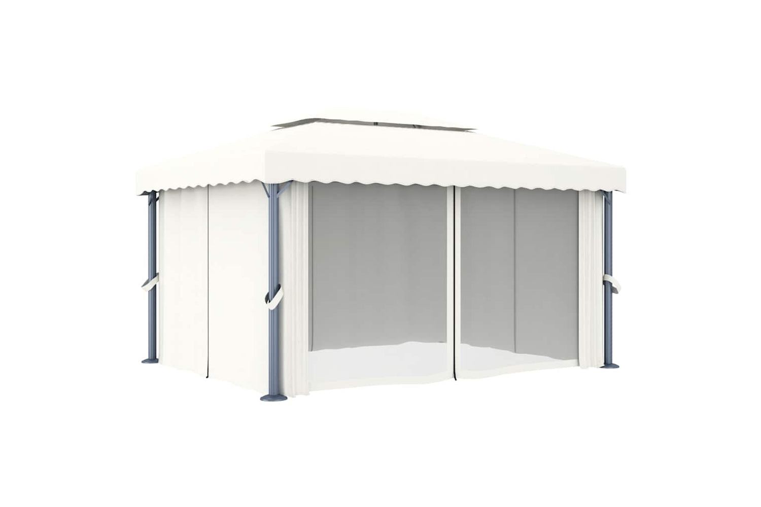 Vidaxl Gazebo With Curtain&led String Lights 4x3 M Cream White-4