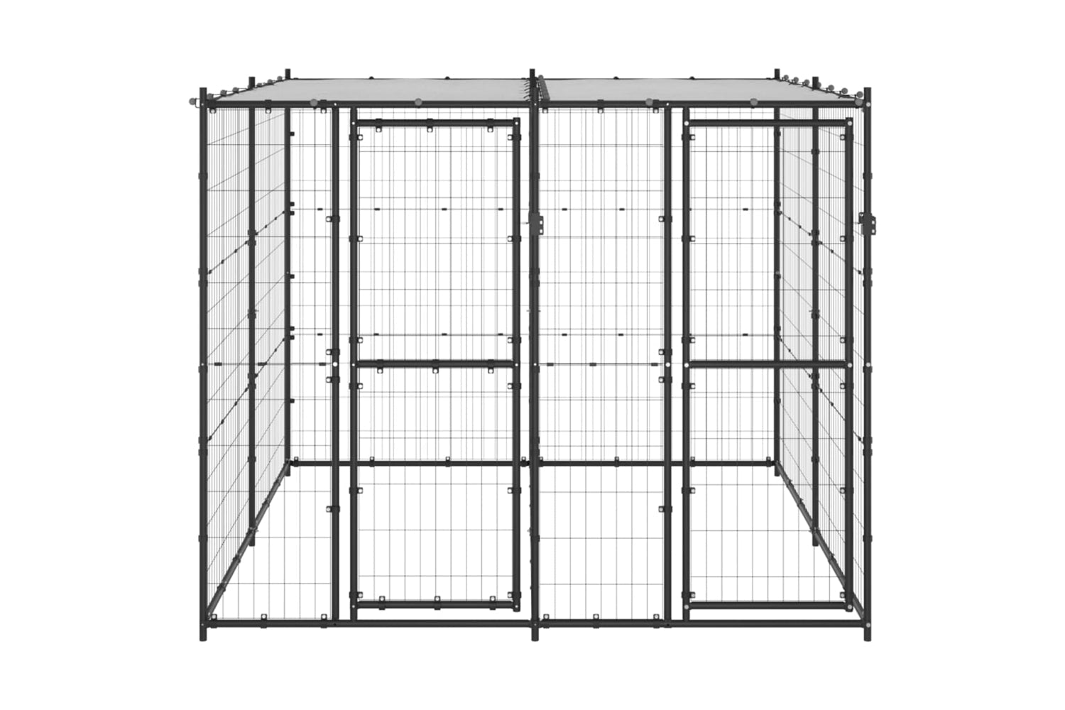Vidaxl 3082249 Outdoor Dog Kennel Steel With Roof 4.84 M2-2