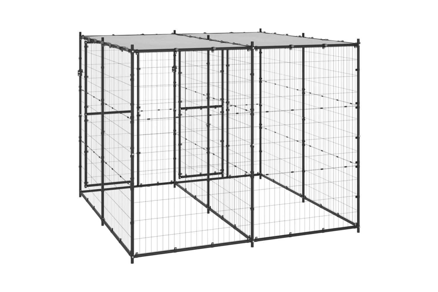 Vidaxl 3082249 Outdoor Dog Kennel Steel With Roof 4.84 M2-4