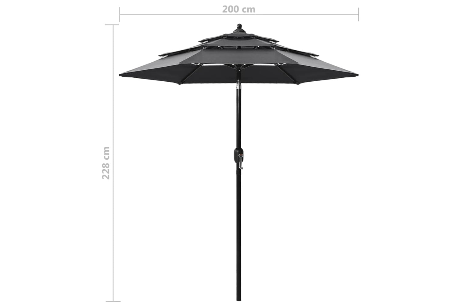 Vidaxl 313854 3-tier Parasol With Aluminium Pole Anthracite 2 M-8