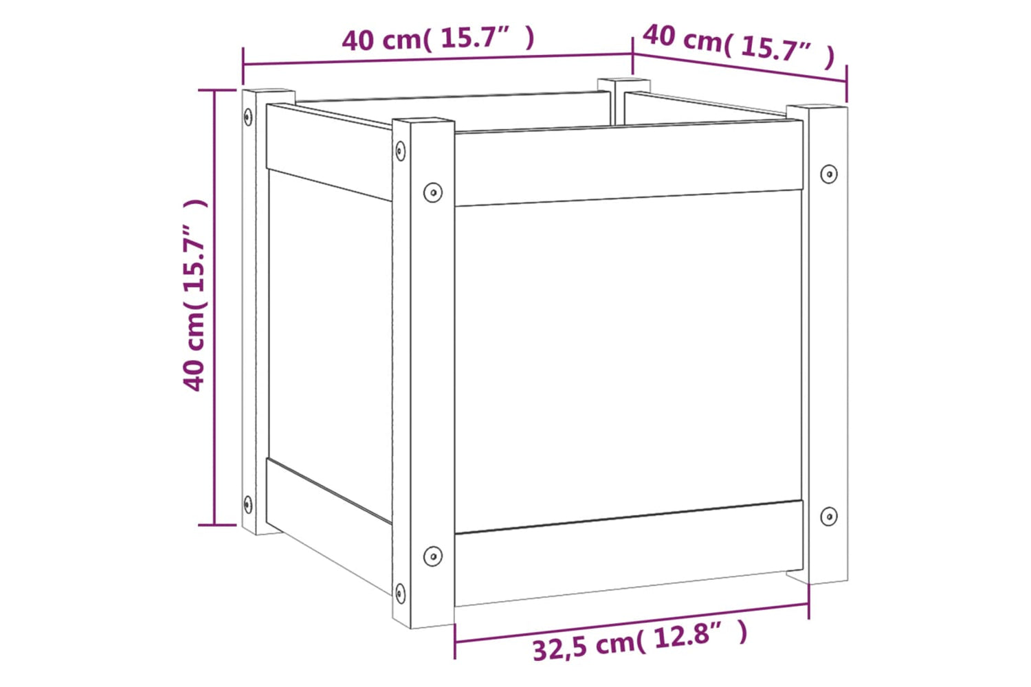 vidaXL 810535 Garden Planters 2 Pcs 40x40x40cm Solid Pinewood-8